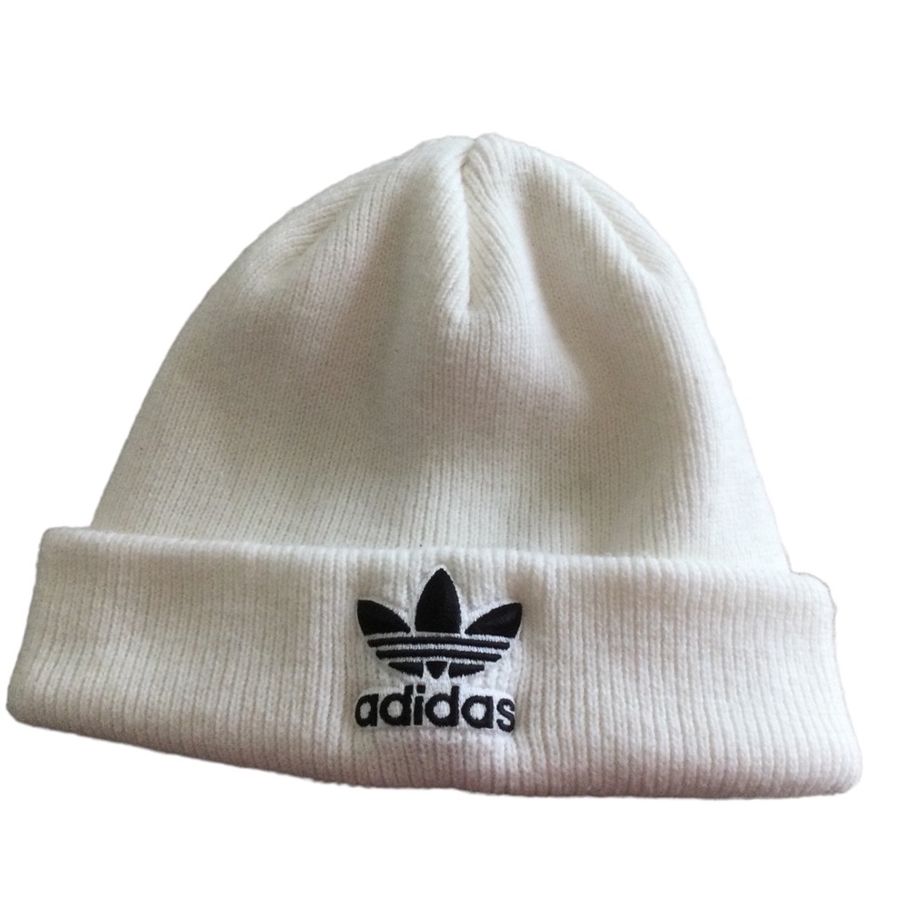 Adidas Trefoil White Knit Beanie Cap